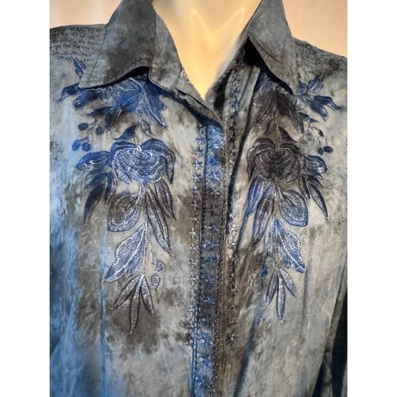 Vintage Goa Blue Embroidered Blouse - Large - Picture 6 of 10